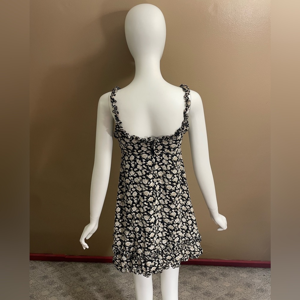 Rare Anna Sui Floral 90s Mini Dress Size 2 Fashion 8212143 Black Flowers Dogwood - Picture 4 of 12